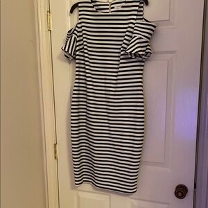 Classic Black and White Striped Dress